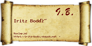 Iritz Bodó névjegykártya